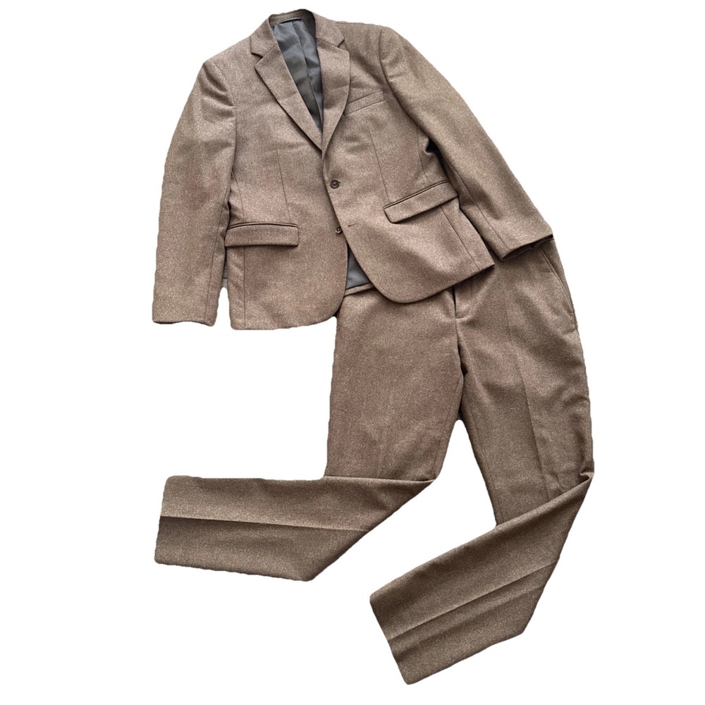 Wills Huckberry Stretch Wool Suit 40S Blazer 34x31 Pants Heather Brown 2 Piece